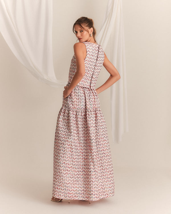 Conjunto saia e top Jacquard