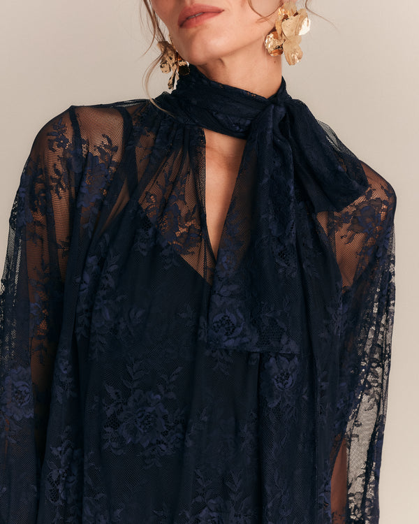 Vestido longo renda francesa